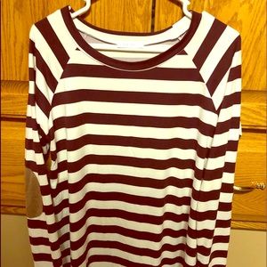 Maroon creme stripe tunic shirt